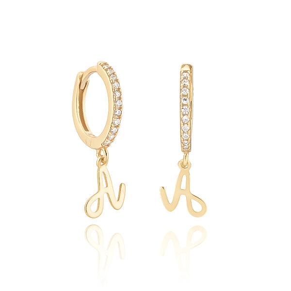 Gold Cursive Initial Letter Earrings | Womens Drop Earrings Drop Earrings Drop Earrings