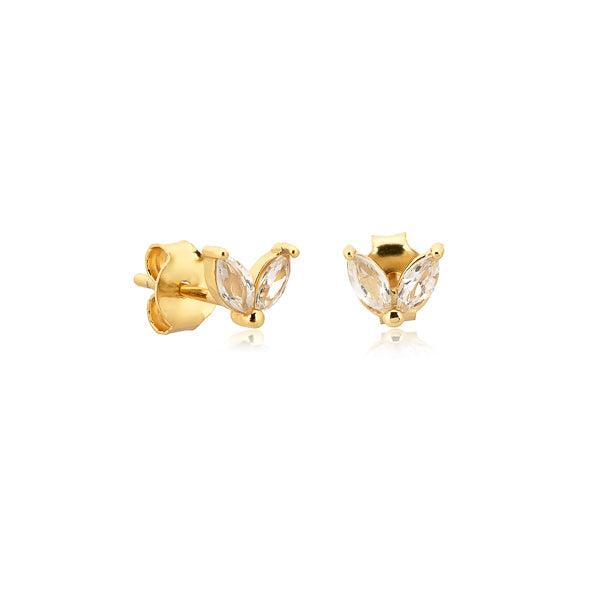 Gold Double Marquise CZ Stud Earrings | Womens Simple Earrings Earrings Simple Earrings