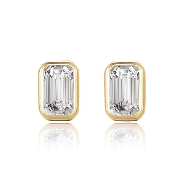 Gold Emerald-Cut Crystal Stud Earrings | Womens Stud Earrings Earrings Stud Earrings