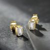 Gold Emerald-Cut Crystal Stud Earrings | Womens Stud Earrings Earrings Stud Earrings