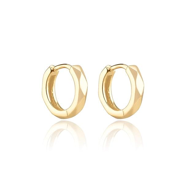 Gold Faceted Huggie Hoop Earrings | Womens Hoop Earrings Earrings Hoop Earrings