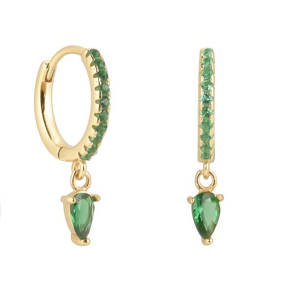 Gold Green Crystal Huggie Teardrop Earrings | Womens Drop Earrings Drop Earrings Drop Earrings