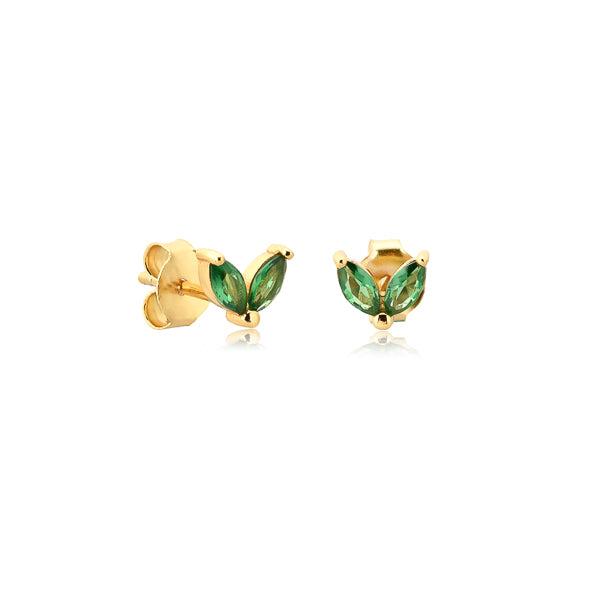 Gold Green Double Marquise CZ Stud Earrings | Womens Stud Earrings Earrings Simple Earrings