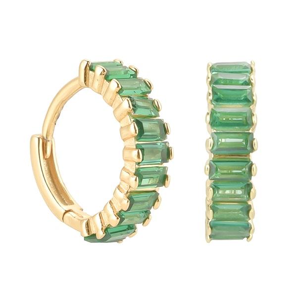 Gold Green Emerald-Cut Crystal Mini Hoop Earrings | Womens Hoop Earrings Earrings Hoop Earrings