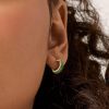 Gold Green Emerald-Cut Crystal Mini Hoop Earrings | Womens Hoop Earrings Earrings Hoop Earrings