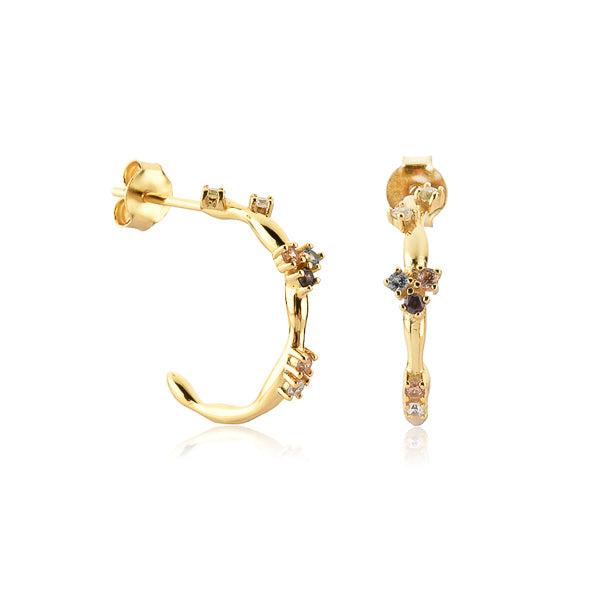 Gold Irregular Colorful Crystal Hoop Earrings | Womens Hoop Earrings Earrings Hoop Earrings