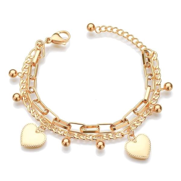 Gold Layered Heart Charm Bracelet | Womens Chain Bracelets Bracelets Chain Bracelets