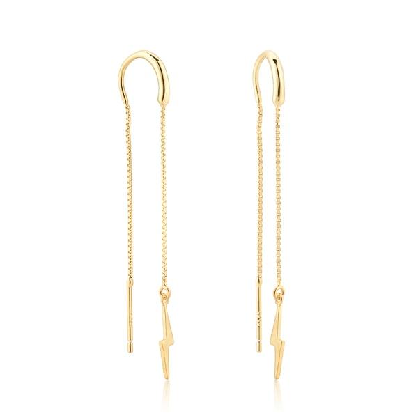 Gold Lightning Bolt Threader Earrings | Womens Threader Earrings Earrings Threader Earrings