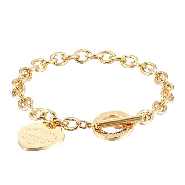 Gold Love Heart Chain Bracelet | Womens Chain Bracelets Bracelets Chain Bracelets