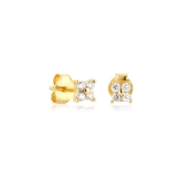 Gold Mini Flower CZ Stud Earrings | Womens Simple Earrings Earrings Simple Earrings