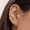 Gold Mini Flower CZ Stud Earrings | Womens Simple Earrings Earrings Simple Earrings