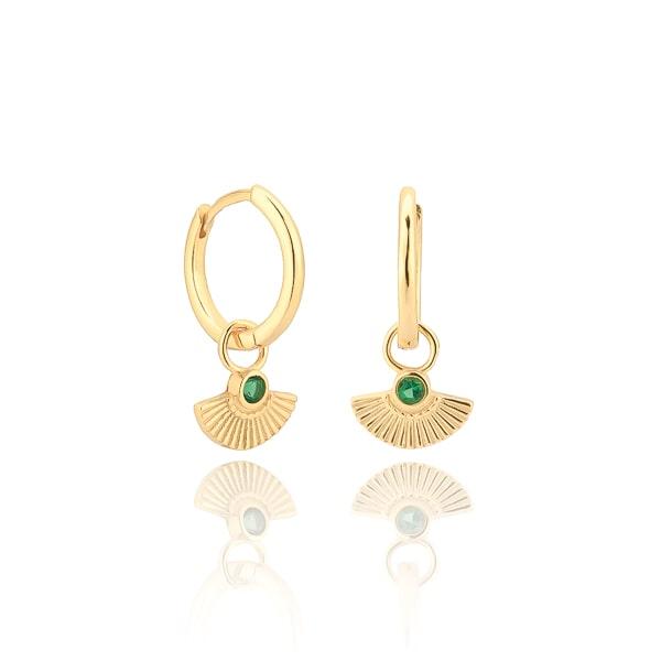 Gold Mini Scallop Shell Drop Hoop Earrings | Womens Simple Earrings Drop Earrings Drop Earrings