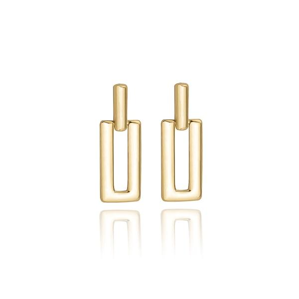 Gold Open Mini Rectangle Earrings | Womens Simple Earrings Earrings Simple Earrings