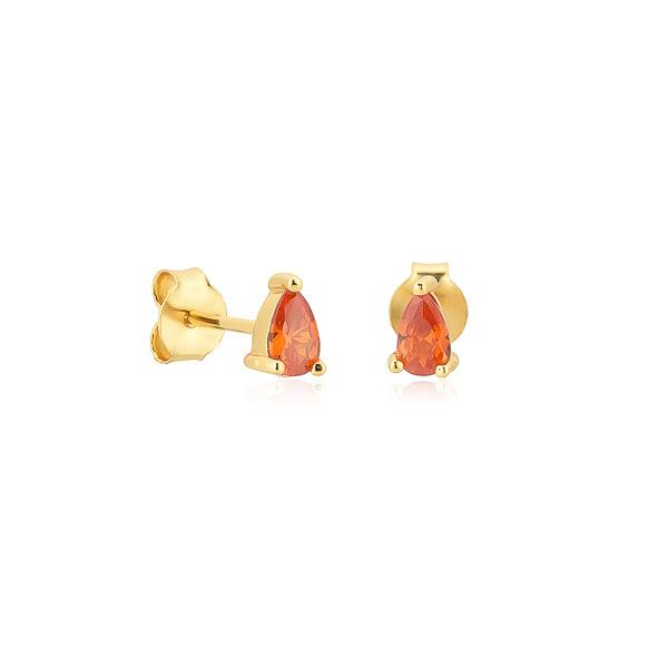 Gold Orange Red Teardrop CZ Mini Stud Earrings | Womens Stud Earrings Earrings Simple Earrings