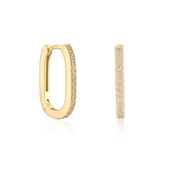 Gold Oval Crystal Hoop Earrings | Womens Simple Earrings Earrings Hoop Earrings