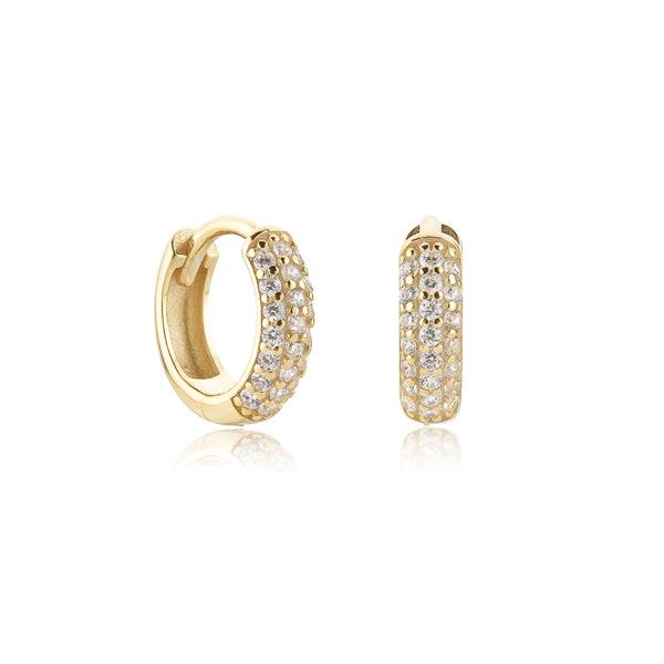 Gold Pavé CZ Mini Hoop Earrings | Womens Sleeper Earrings Earrings Hoop Earrings