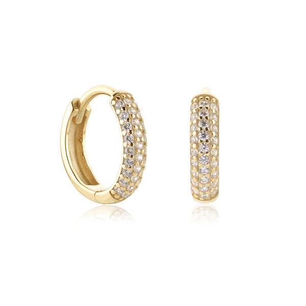 Gold Pavé CZ Small Hoop Earrings | Womens Huggie Earrings Earrings Hoop Earrings