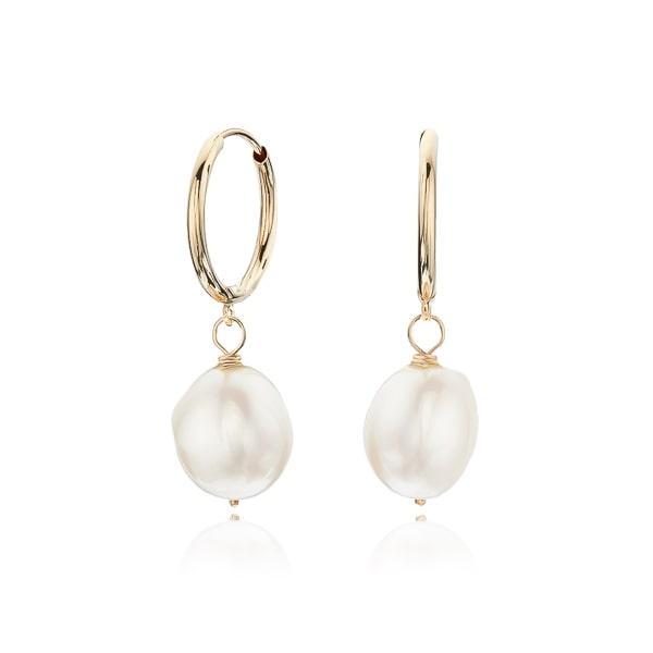 Gold Pearl Drop Hoop Earrings | Womens Drop Earrings Drop Earrings Drop Earrings