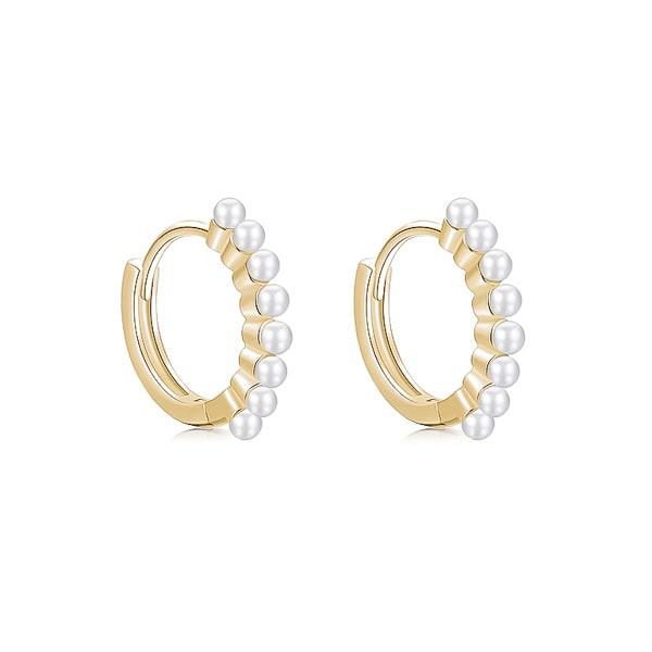 Gold Pearl Mini Hoop Earrings | Womens Hoop Earrings Earrings Hoop Earrings