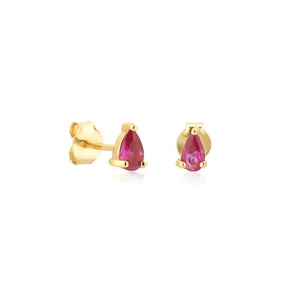 Gold Pink Teardrop CZ Mini Stud Earrings | Womens Stud Earrings Earrings Simple Earrings