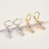 Gold Purple Crystal Cross Hoop Earrings | Womens Hoop Earrings Drop Earrings Drop Earrings