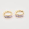 Gold Purple Emerald-Cut Crystal Huggie Earrings | Womens Huggie Earrings Earrings Hoop Earrings