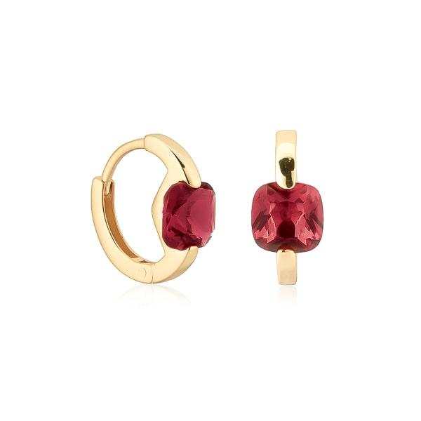 Gold Red Cushion Huggie Hoop Earrings | Womens Hoop Earrings Earrings Hoop Earrings