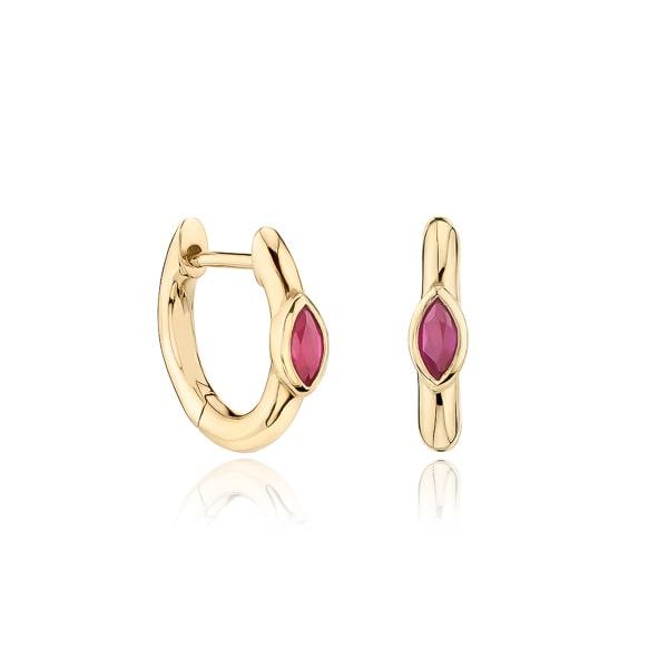 Gold Red Mini Marquise Hoop Earrings | Womens Hoop Earrings Earrings Hoop Earrings