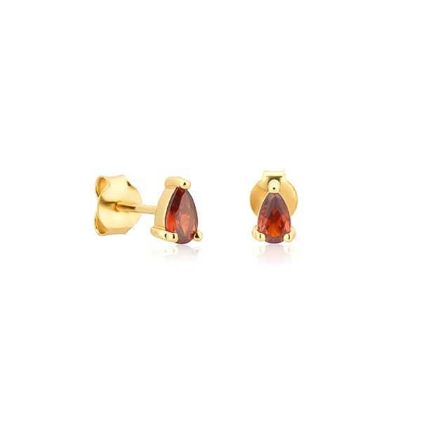 Gold Red Teardrop CZ Mini Stud Earrings | Womens Stud Earrings Earrings Simple Earrings