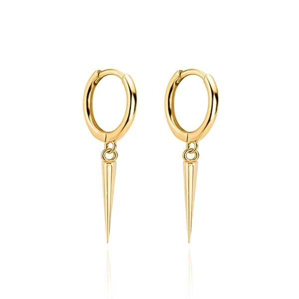 Gold Single Spike Hoop Earrings | Womens Simple Earrings Drop Earrings Drop Earrings