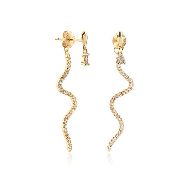 Gold Snake Crystal Drop Earrings | Womens Drop Earrings Drop Earrings Drop Earrings