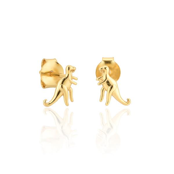 Gold T-Rex Dino Stud Earrings | Womens Stud Earrings Earrings Simple Earrings