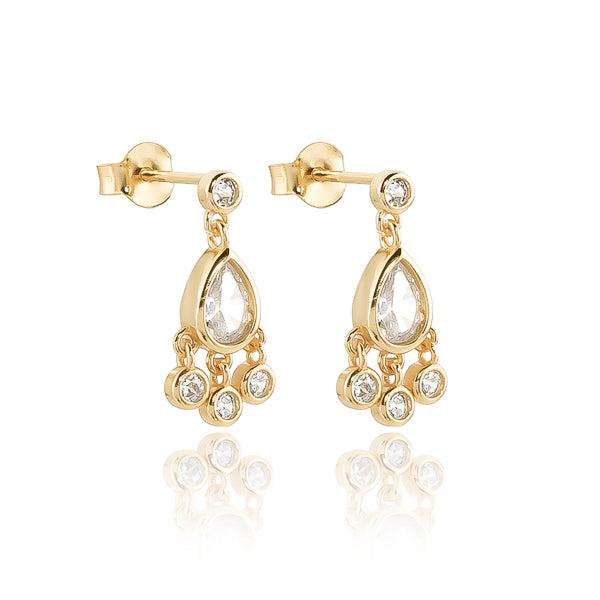 Gold Teardrop Crystal Mini Chandelier Earrings | Womens Stud Earrings Drop Earrings Drop Earrings