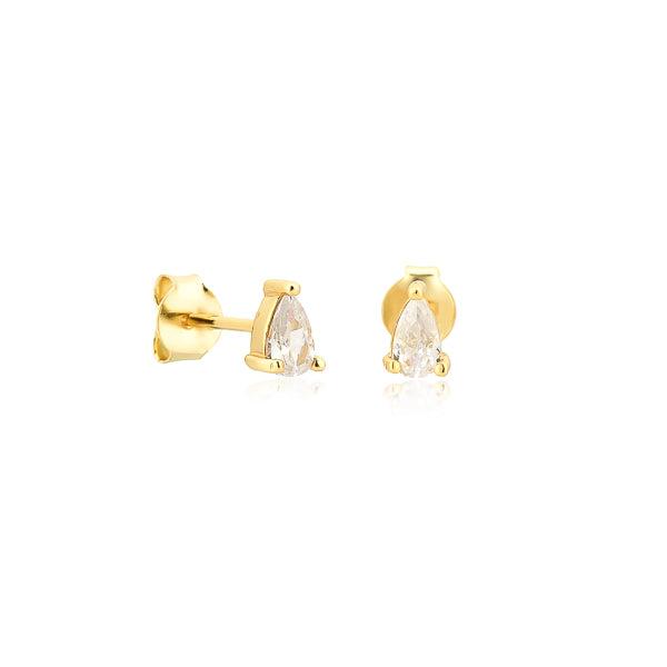 Gold Teardrop CZ Mini Stud Earrings | Womens Simple Earrings Earrings Simple Earrings