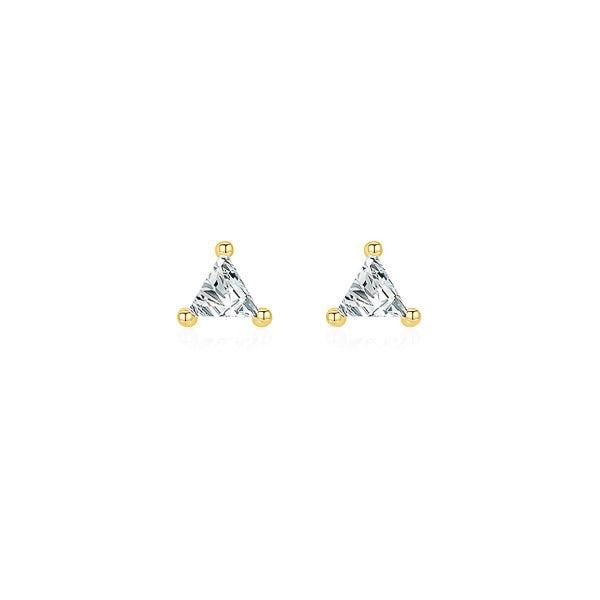 Gold Triangle CZ Mini Stud Earrings | Womens Simple Earrings Earrings Simple Earrings