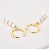 Gold Triple Baguette Bar Drop Hoop Earrings | Womens Hoop Earrings Drop Earrings Drop Earrings