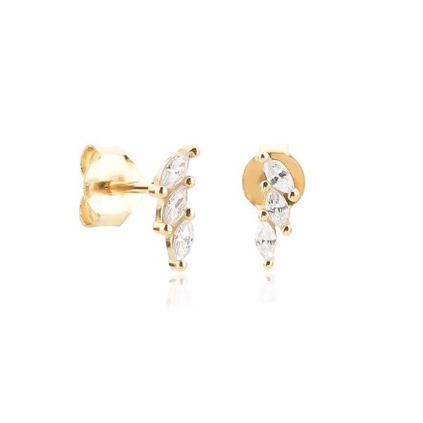 Gold Triple Marquise Stud Earrings | Womens Stud Earrings Earrings Stud Earrings