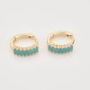 Gold Turquoise Emerald-Cut Crystal Huggie Earrings | Womens Hoop Earrings Earrings Hoop Earrings