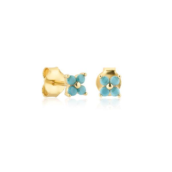 Gold Turquoise Mini Flower Stud Earrings | Womens Simple Earrings Earrings Simple Earrings