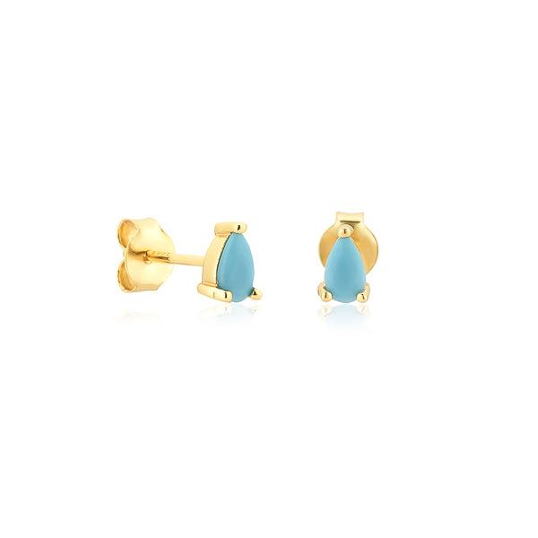 Gold Turquoise Teardrop Mini Stud Earrings | Womens Stud Earrings Earrings Simple Earrings