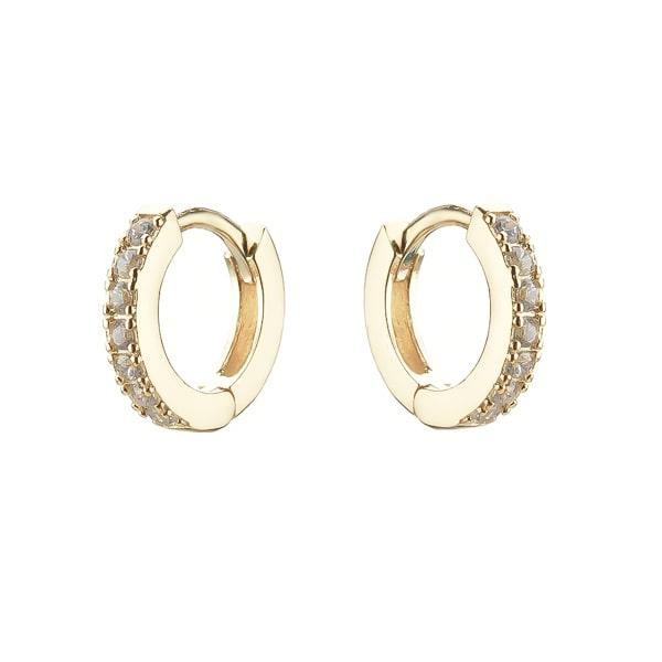 Gold White Crystal Huggie Earrings | Womens Simple Earrings Earrings Hoop Earrings