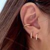 Gold White Crystal Huggie Earrings | Womens Simple Earrings Earrings Hoop Earrings