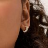 Gold White Emerald-Cut Crystal Mini Hoop Earrings | Womens Hoop Earrings Earrings Hoop Earrings