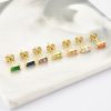 Gold Yellow Baguette CZ Mini Stud Earrings | Womens Simple Earrings Earrings Simple Earrings