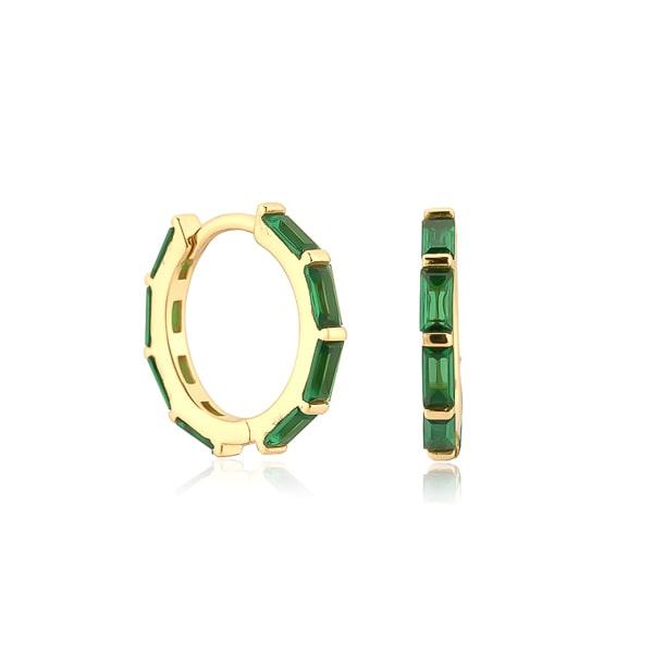 Green Baguette-Cut Crystal Hoop Earrings | Womens Hoop Earrings Earrings Hoop Earrings