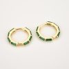 Green Baguette-Cut Crystal Hoop Earrings | Womens Hoop Earrings Earrings Hoop Earrings