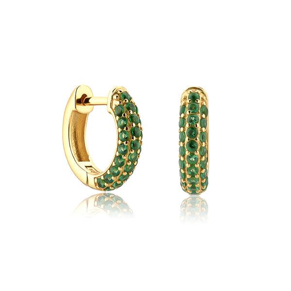 Green Pavé Cubic Zirconia Mini Hoop Earrings | Womens Huggie Earrings Earrings Hoop Earrings