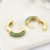 Green Pavé Cubic Zirconia Mini Hoop Earrings | Womens Huggie Earrings Earrings Hoop Earrings