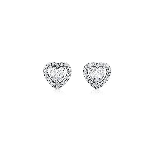 Heart Cubic Zirconia Halo Stud Earrings | Womens Simple Earrings Earrings Simple Earrings