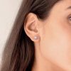 Heart Cubic Zirconia Halo Stud Earrings | Womens Simple Earrings Earrings Simple Earrings